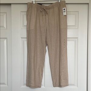 NWT GAP Beige Linen Mid Rise Straight Leg Easy Pant Women's XL